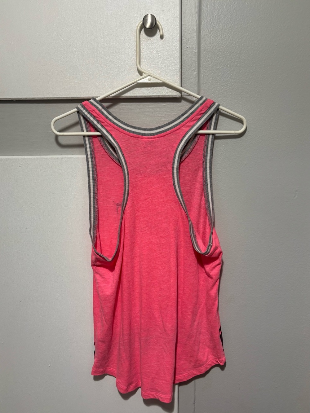 PINK Victoria's Secret Neon Pink Tank with Gray Trim and Black Stripe Dog Logo - Picture 2 of 2
